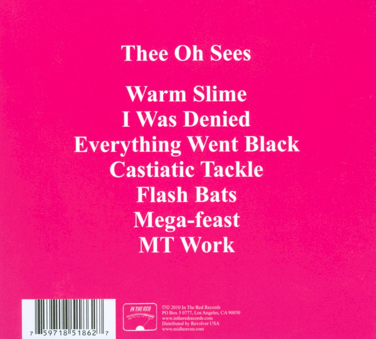 Back Cover: Thee Oh Sees – Warm Slime CD | Relix