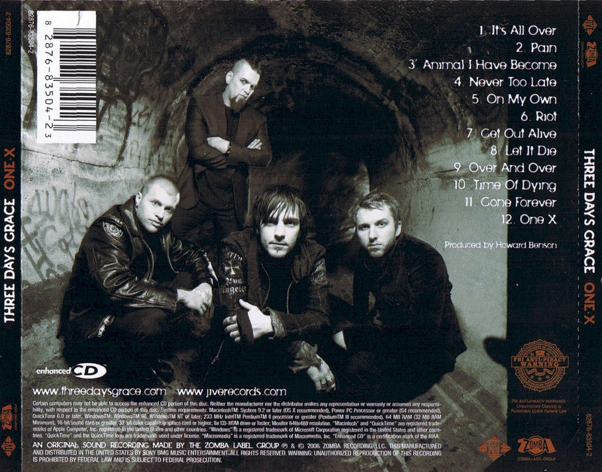 Back Cover: Three Days Grace – One-x Vinyl LP | Relix