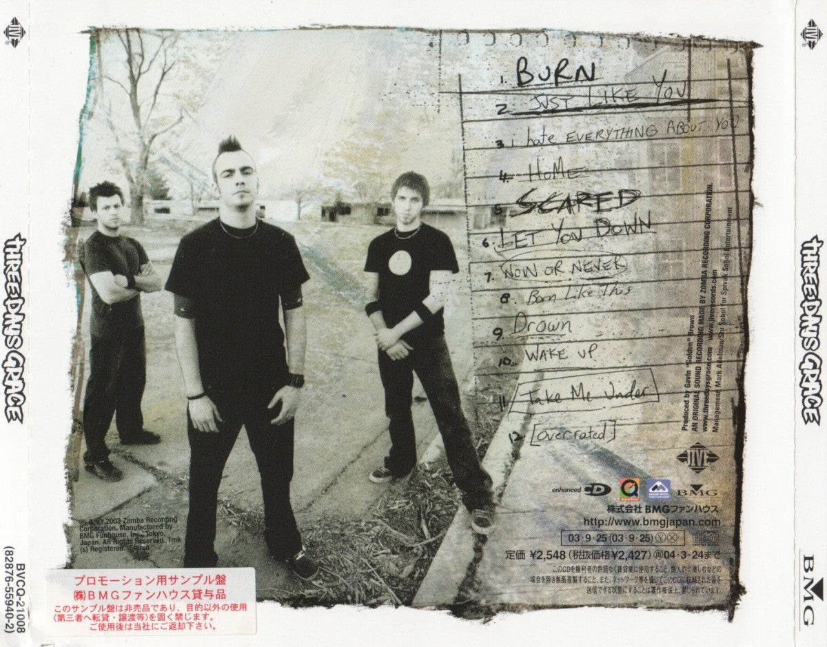 Back Cover: Three Days Grace – Three Days Grace Vinyl LP | Relix