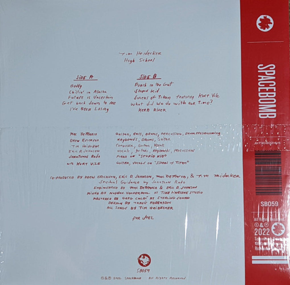 Back Cover: Tim Heidecker – High School (Clear Red LP Vinyl) Vinyl LP | Relix