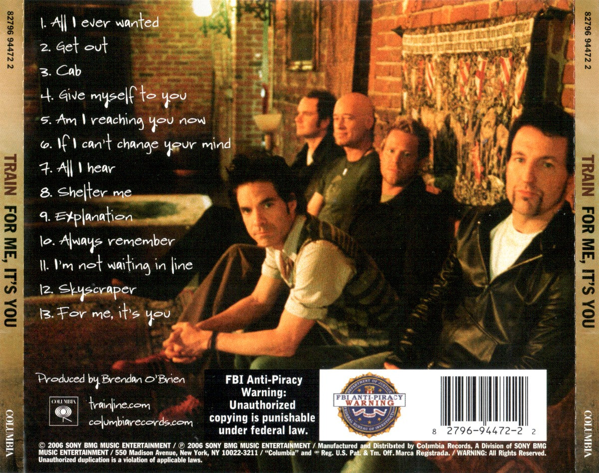 Back Cover: Train – For Me, It's You CD | Relix