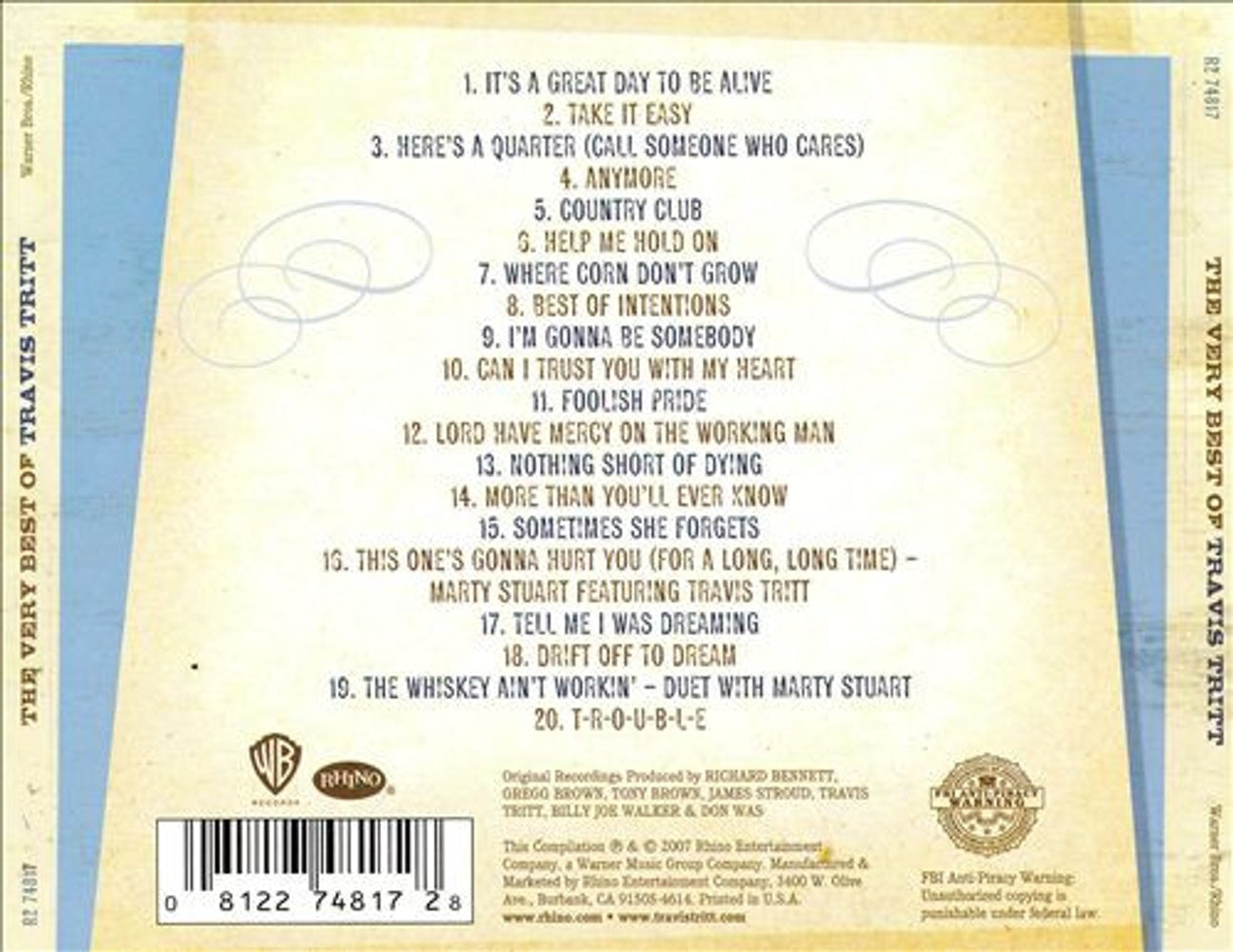 Back Cover: Travis Tritt – Very Best of Travis Tritt CD | Relix