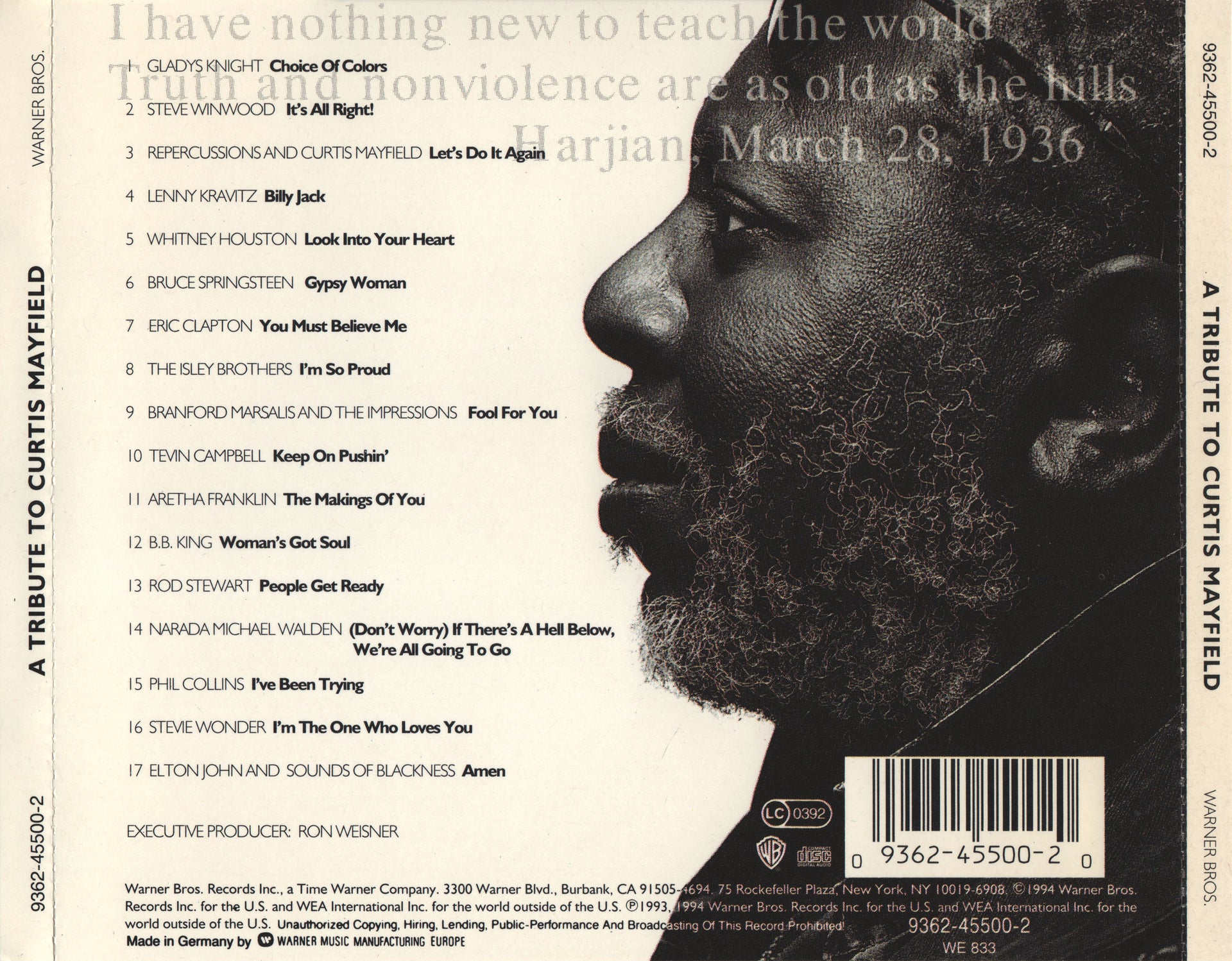 Back Cover: Tribute To Curtis Mayfield – Tribute to Curtis Mayfield / Various CD | Relix