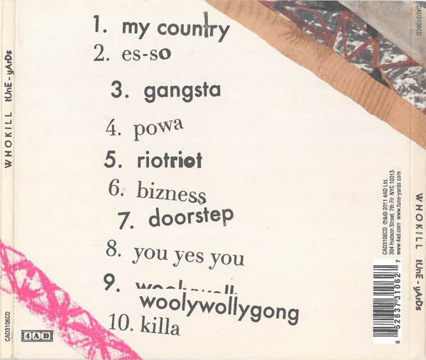 Back Cover: Tune-Yards – W H O K I L L CD | Relix