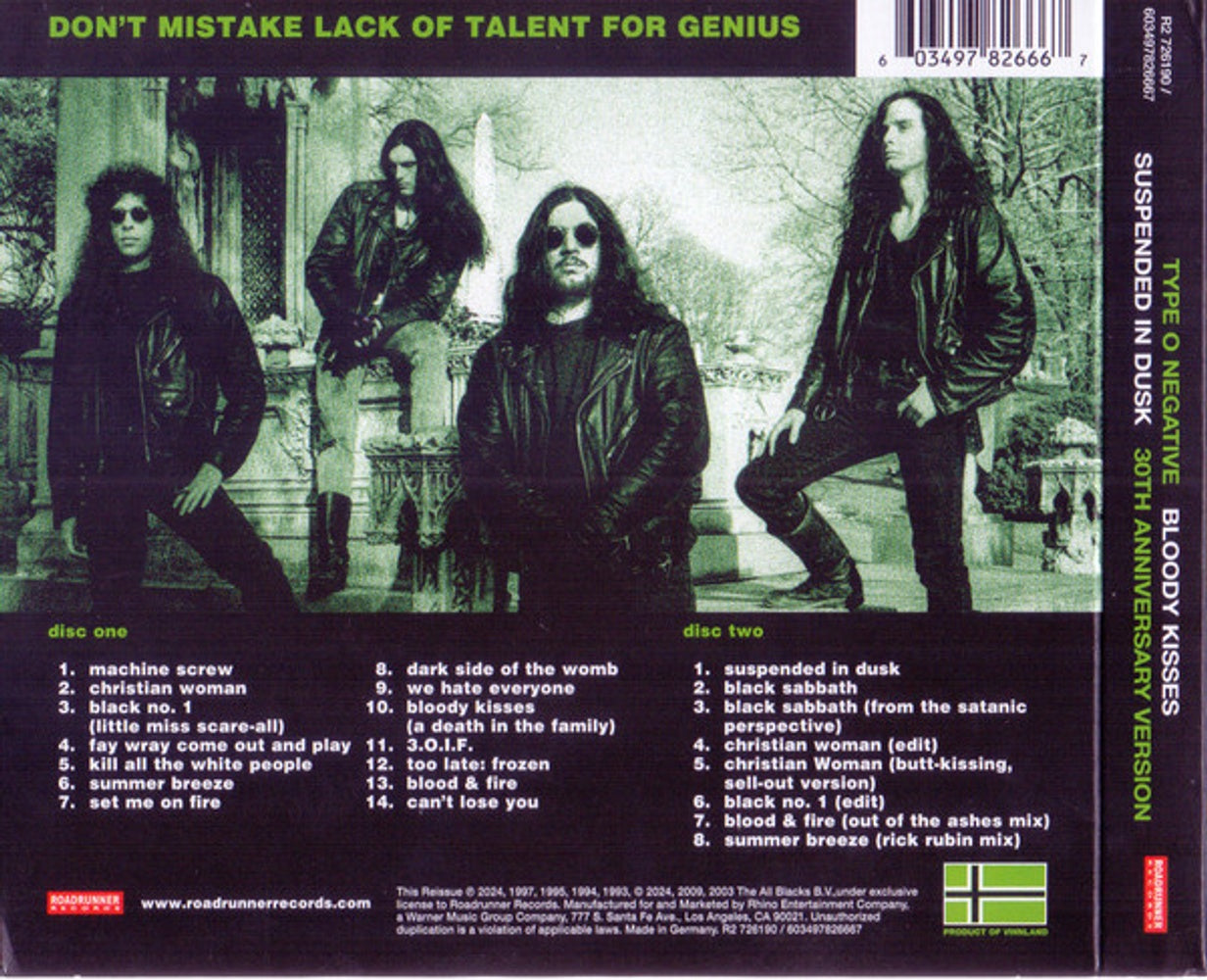 Back Cover: Type O Negative – Bloody Kisses (Deluxe CD) CD | Relix