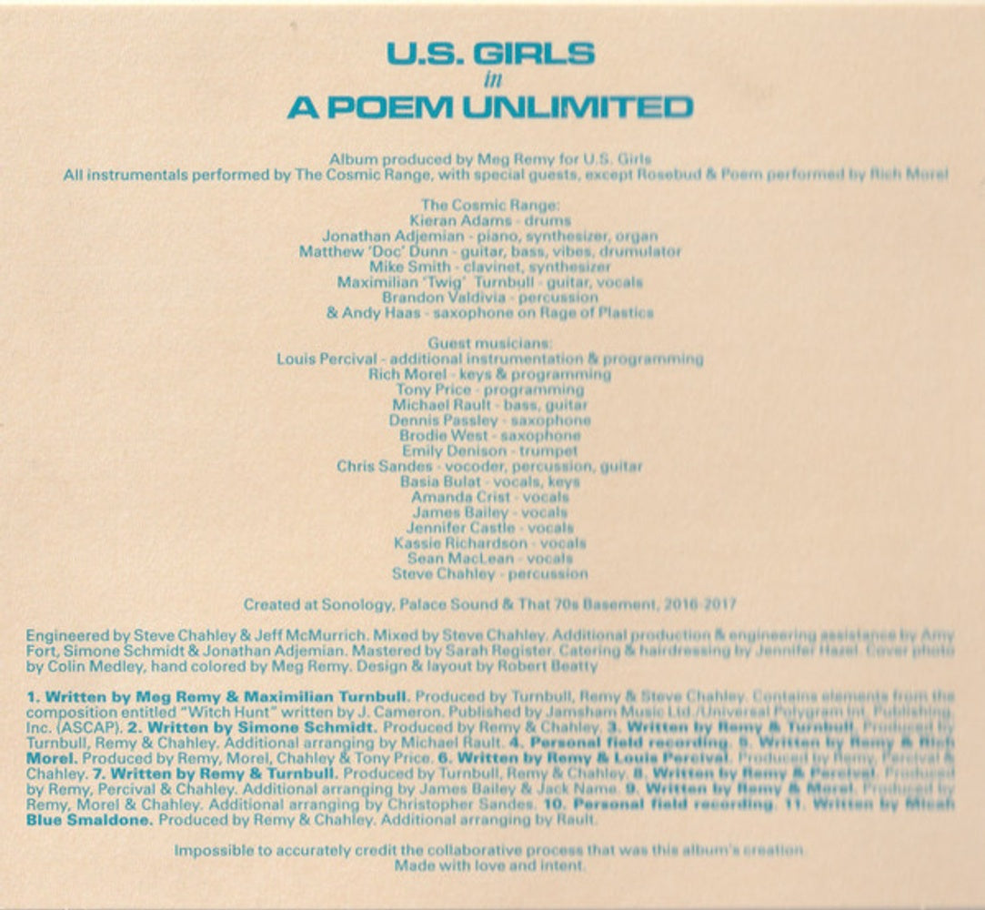 Back Cover: U.S. Girls – In A Poem Unlimited CD | Relix