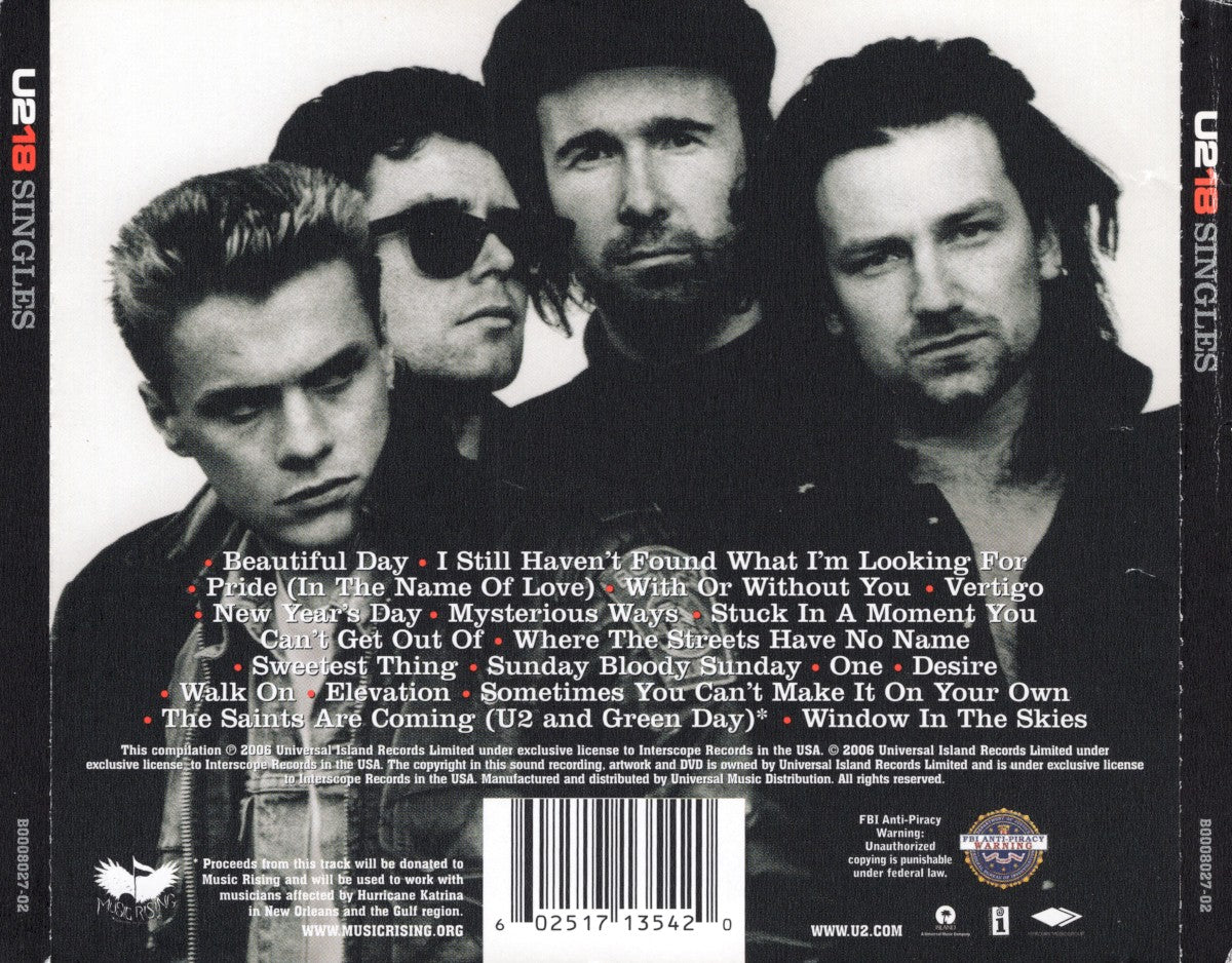 Back Cover: U2 – U218 Singles CD | Relix