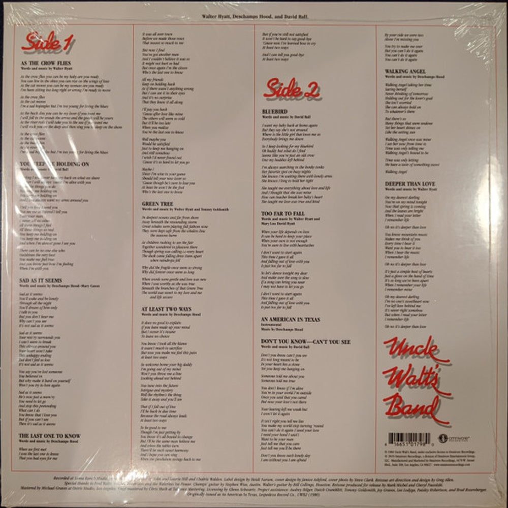 Back Cover: Uncle Walt's Band – An American In Texas Vinyl LP | Relix