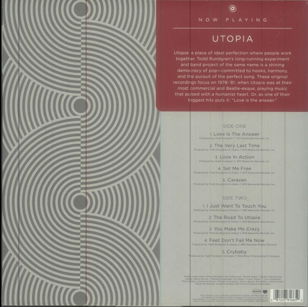 Back Cover: Utopia – Now Playing (Blue, Colored, Bme LP Vinyl) Vinyl LP | Relix