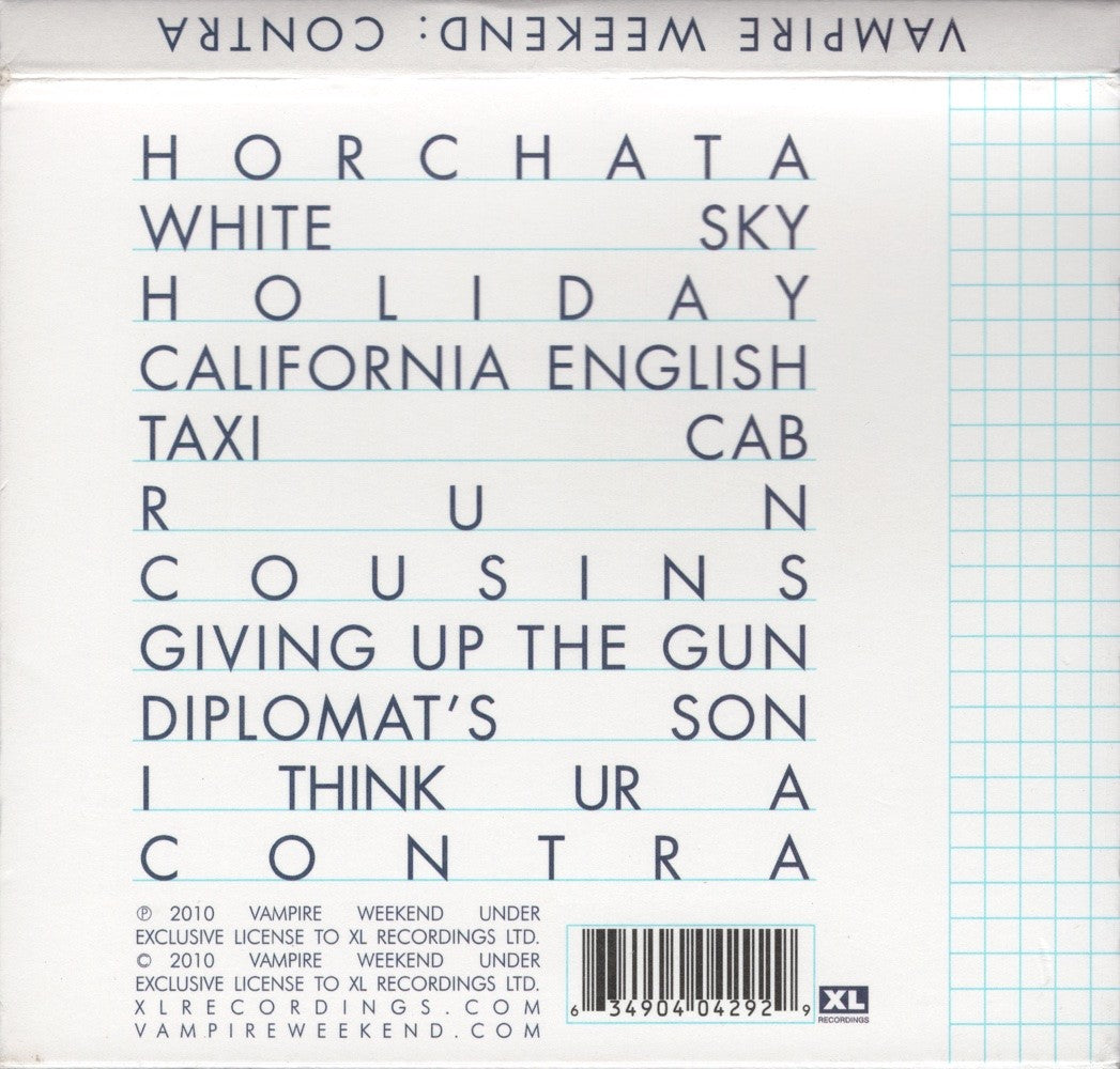 Back Cover: Vampire Weekend – Contra CD | Relix