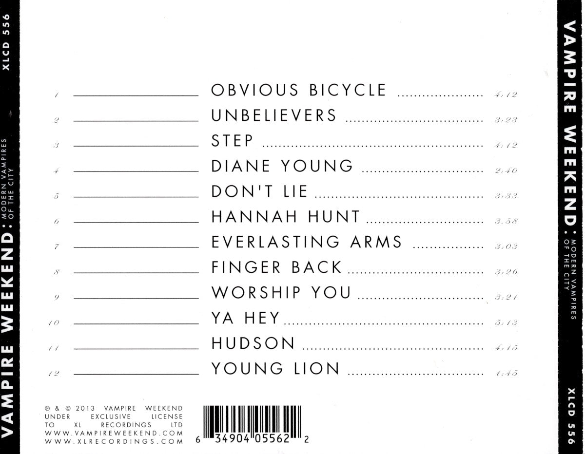 Back Cover: Vampire Weekend – Modern Vampires of the City CD | Relix