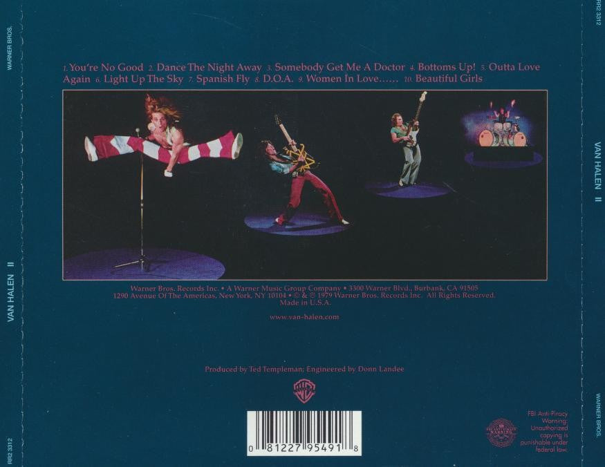 Back Cover: Van Halen – Van Halen II CD | Relix