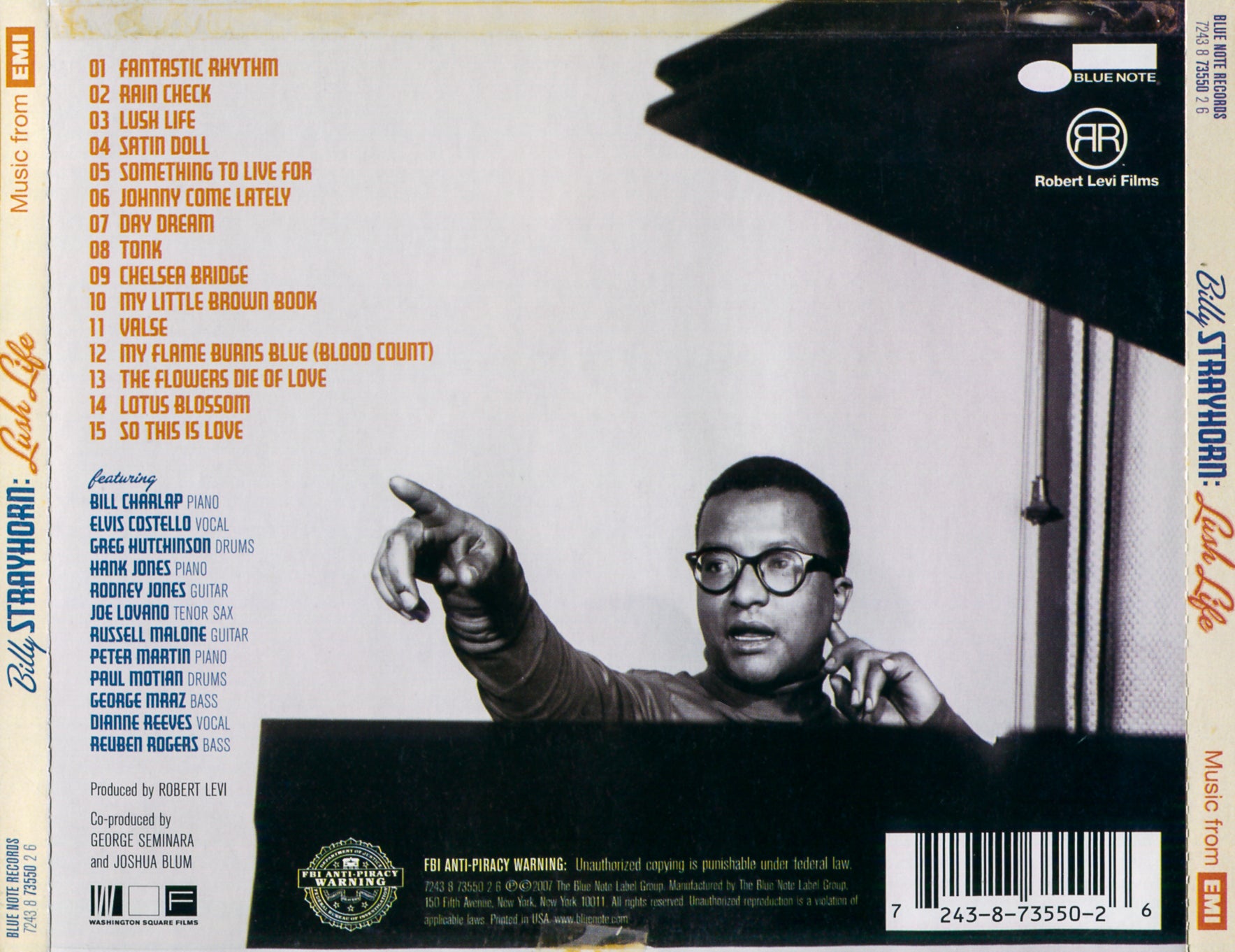 Back Cover: Various Artists – Billy Strayhorn: Lush Life (Original Soundtrack CD) CD | Relix
