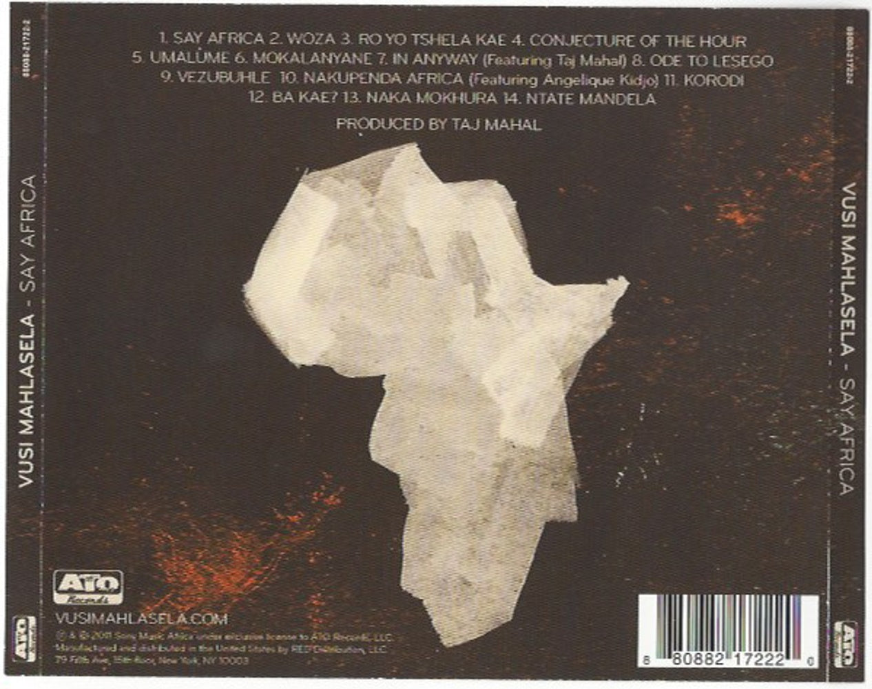 Back Cover: Vusi Mahlasela – Say Africa CD | Relix