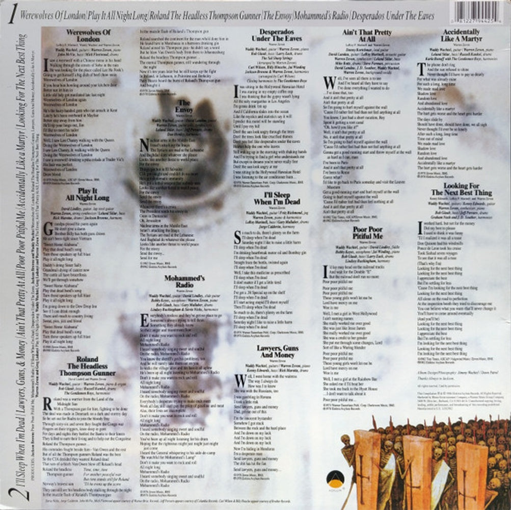 Back Cover: Warren Zevon – A Quiet Normal Life: The Best Of Warren Zevon Vinyl LP | Relix