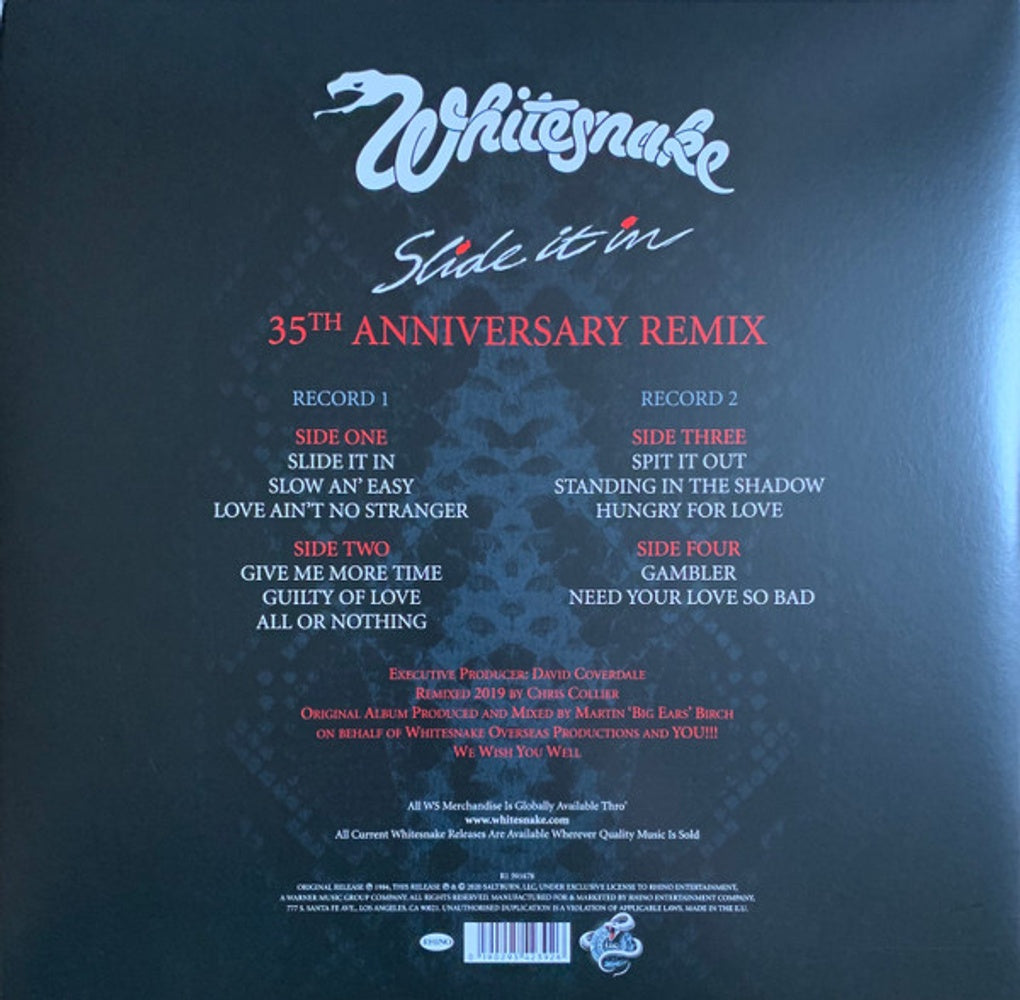 Back Cover: Whitesnake – Slide It In (35th Anniversary Remix LP Vinyl) Vinyl LP | Relix