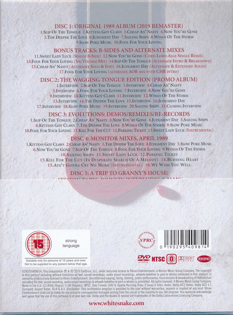 Back Cover: Whitesnake – Slip Of The Tongue (W/Dvd, Deluxe CD) CD | Relix