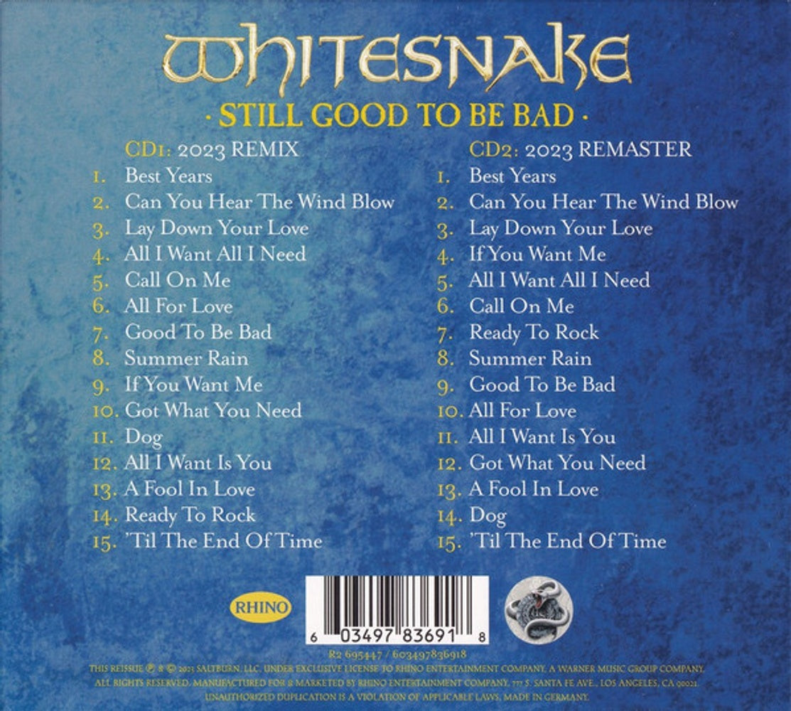 Back Cover: Whitesnake – Still... Good to Be Bad CD | Relix