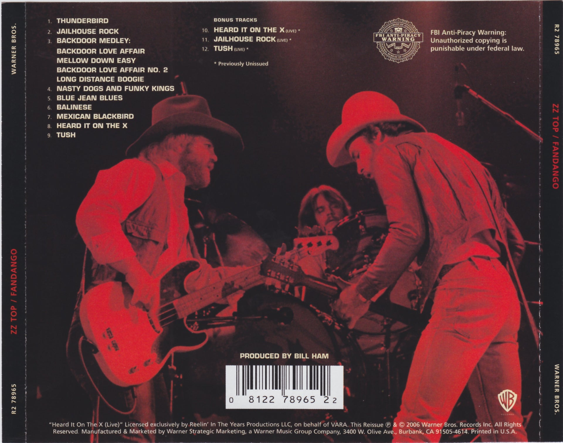 Back Cover: ZZ Top – Fandango CD | Relix