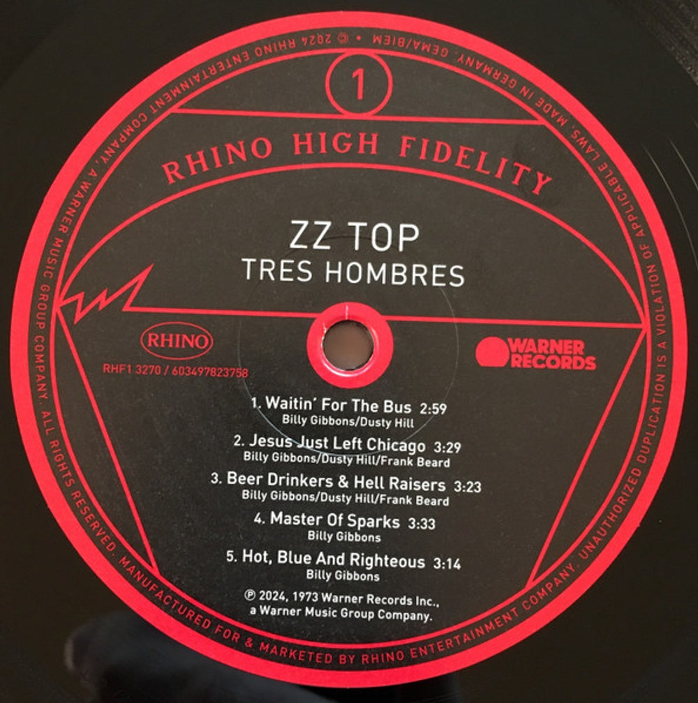 Back Cover: ZZ Top – Tres Hombres (180 Gram, Bme LP Vinyl) Vinyl LP | Relix