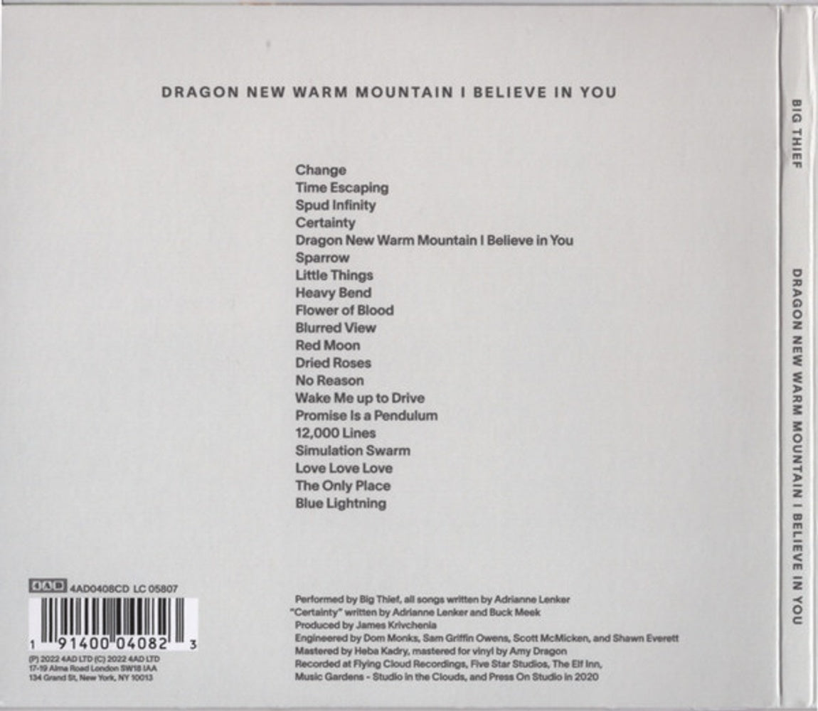 Big Thief – Dragon New Warm Mountain I Believe In You – Back Cover – Relix – 1150x1000px