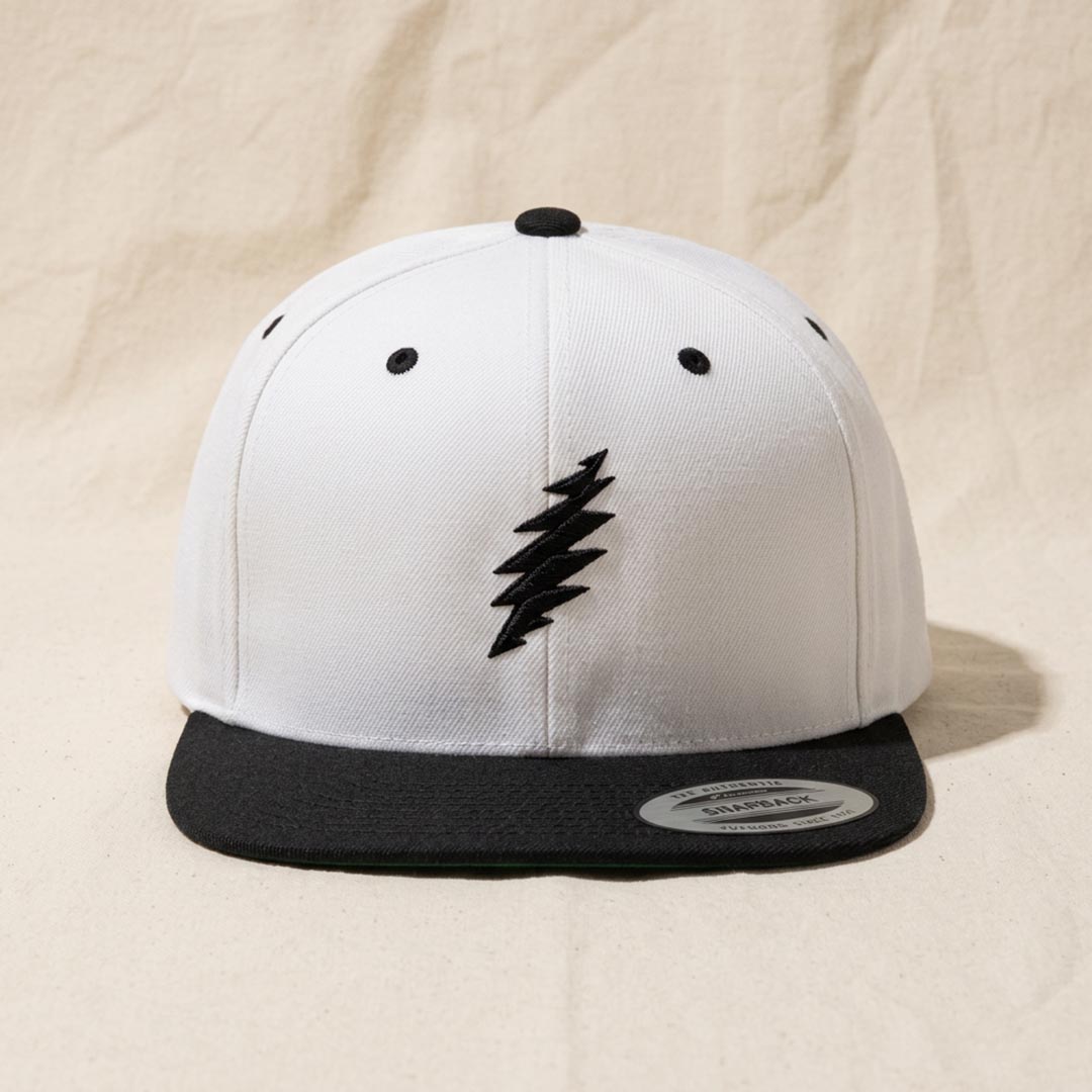 Embroidered Black Bolt Snapback Hat in Natural/Black — Officially licensed Grateful Dead Hat from Relix