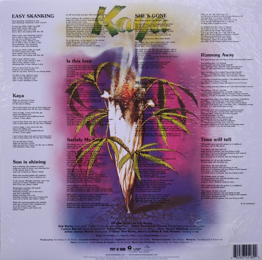 Bob Marley – Kaya – Back Cover – Relix – 1008x1000px