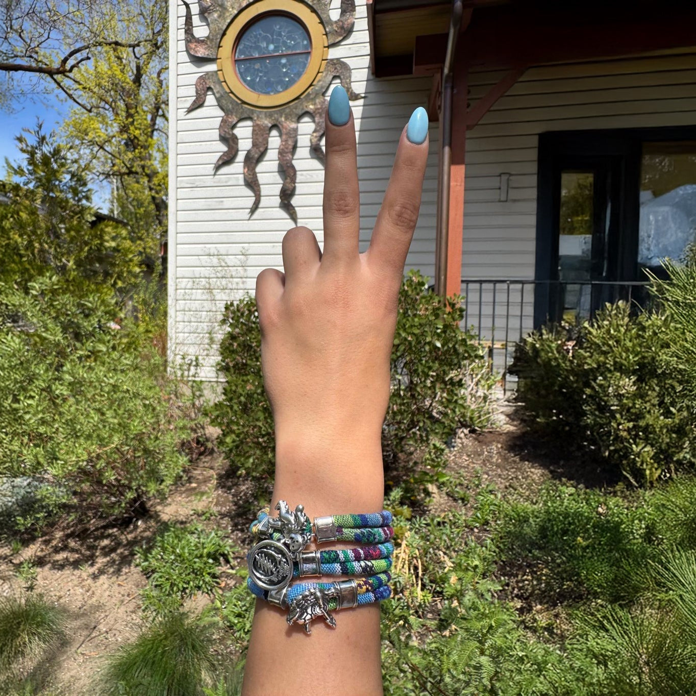 RELIX used GRATEFULDEAD他 Grateful Dead Steal Your Face Sterling Silver Leather Bracelet