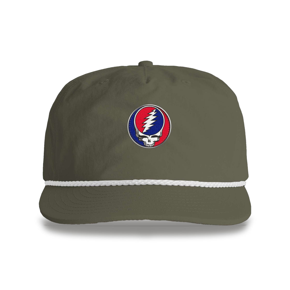 Grateful Dead Embroidered Stealie Surf Rope Cap - Army Green