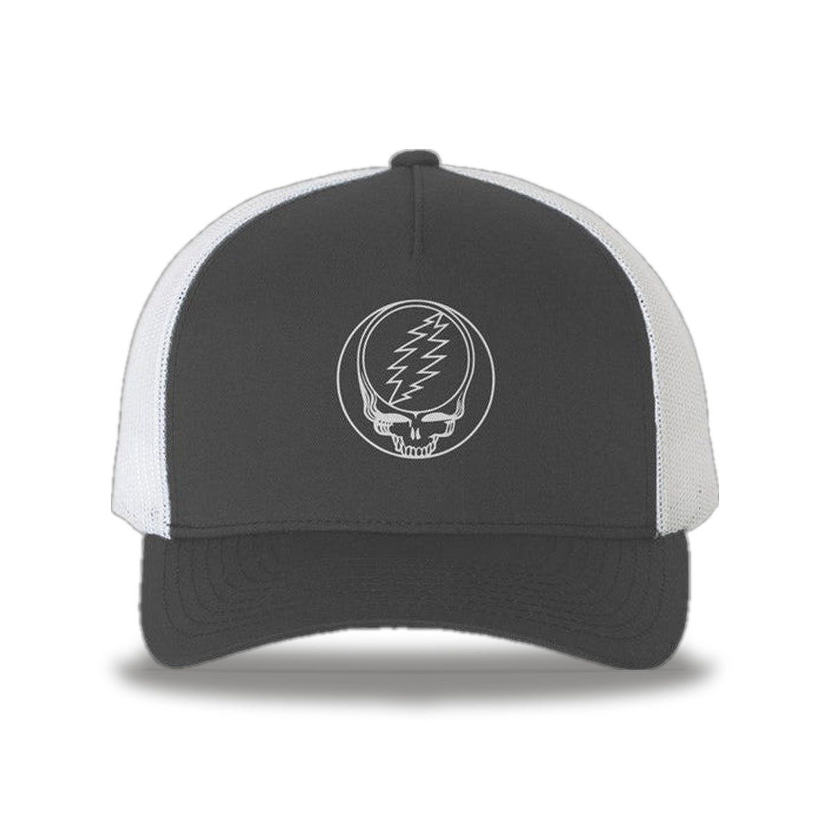Grateful Dead Embroidered Keyline Stealie Trucker Hat - Charcoal / White Mesh