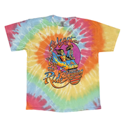 Enjoying The Ride kids throwback tie-dye t-shirt front view with colorful vintage-style graphic