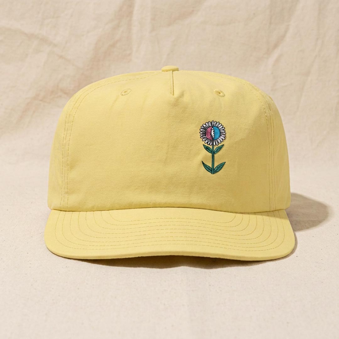 Flower Stealie Surf Hat in Lemonade — Officially licensed Grateful Dead Hat from Relix