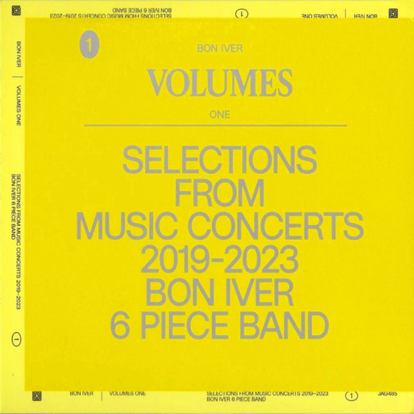 Front Cover: Bon Iver – VOLUMES: ONE "SELECTIONS FROM MUSIC CONCERTS 2019-2023 BON IVER 6 PIECE BAND" CD | Relix
