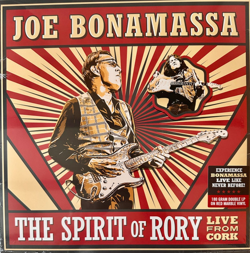 Front Cover: Joe Bonamassa – The Spirit Of Rory Live From Cork (180g Red Marble LP Vinyl) Vinyl LP | Relix