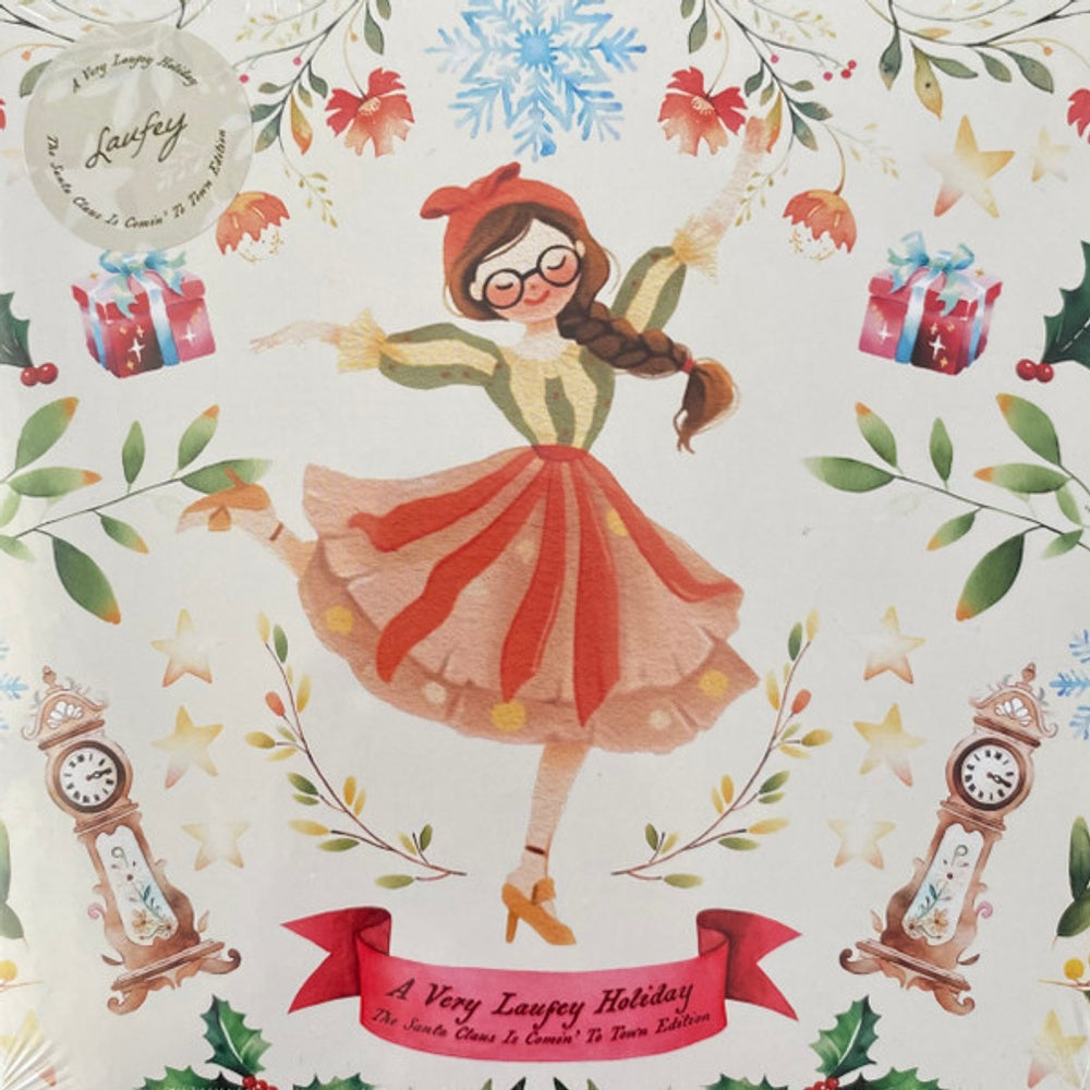 Front Cover: Laufey – A Very Laufey Holiday: The Santa Claus Is Comin' To Town Edition (Snow Globe Glitter 7inch 7" Vinyl) Vinyl LP | Relix