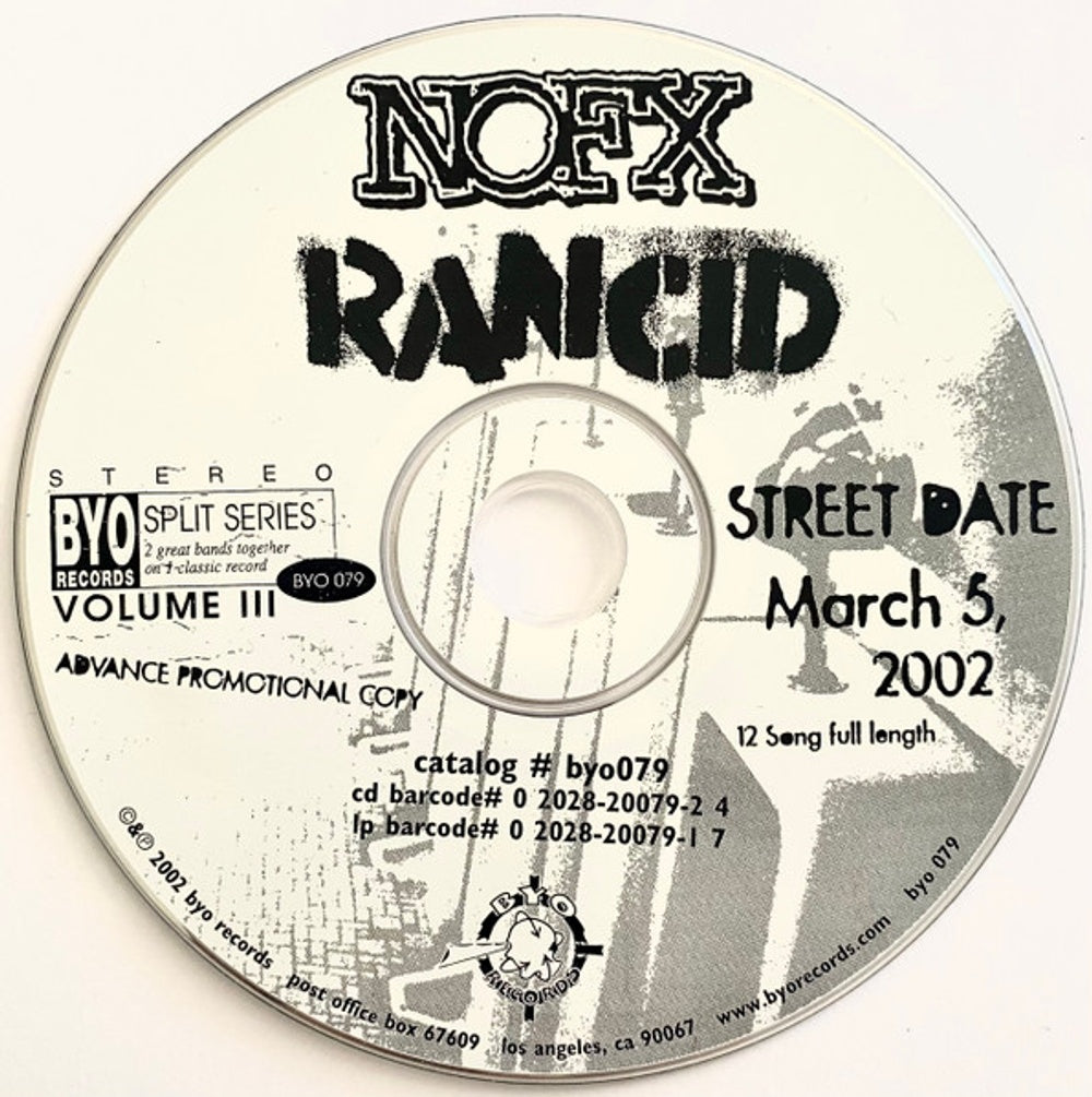 Front Cover: Nofx/Rancid – Split Series, Vol.3 (CD) CD | Relix