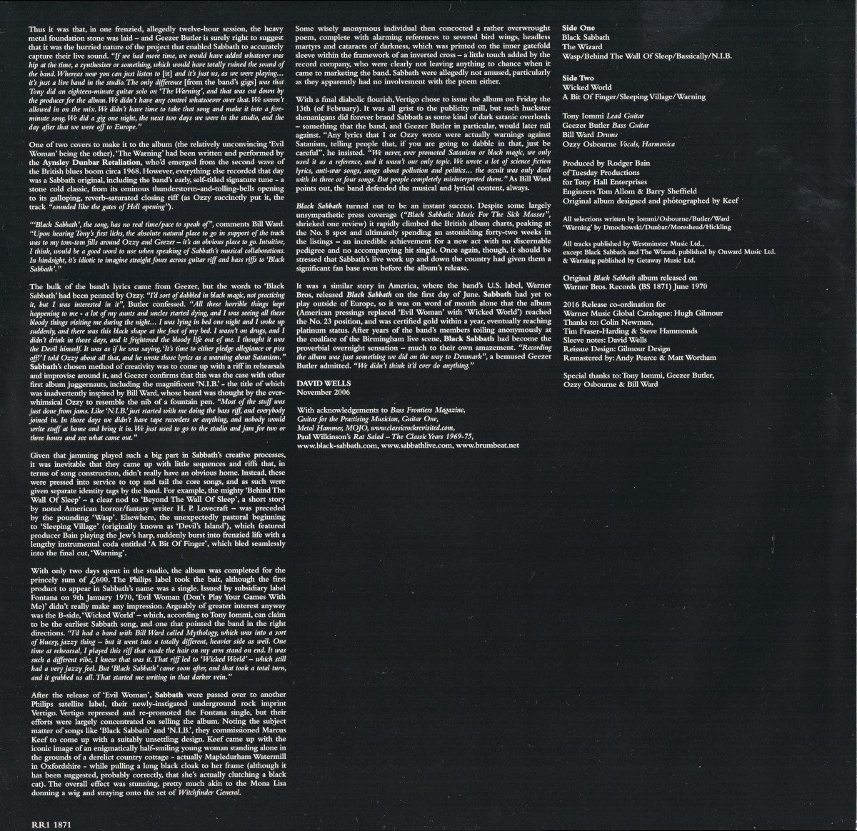 Gatefold 2: Black Sabbath – Black Sabbath (180 Gram Limited Edition LP Vinyl) Vinyl LP | Relix