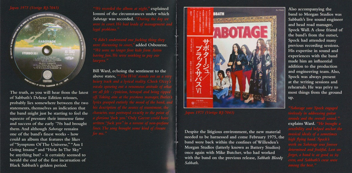 Gatefold 2: Black Sabbath – Sabotage (Remastered CD) CD | Relix