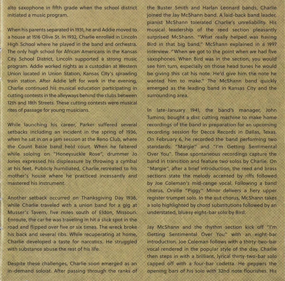 Gatefold 2: Charlie Parker – Bird In Kansas City Vinyl LP | Relix