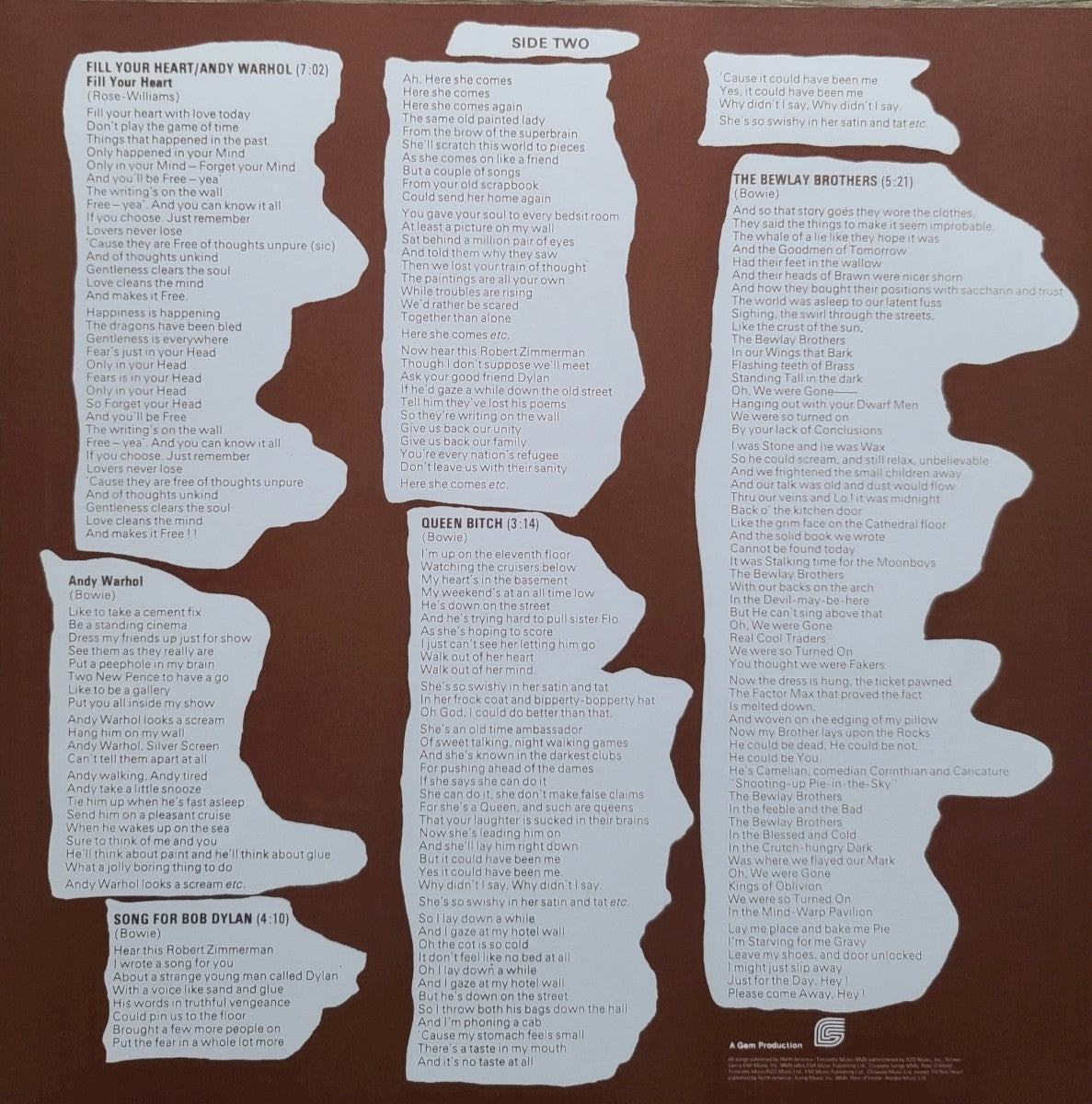 Gatefold 2: David Bowie – Hunky Dory (180 Gram LP Vinyl) Vinyl LP | Relix