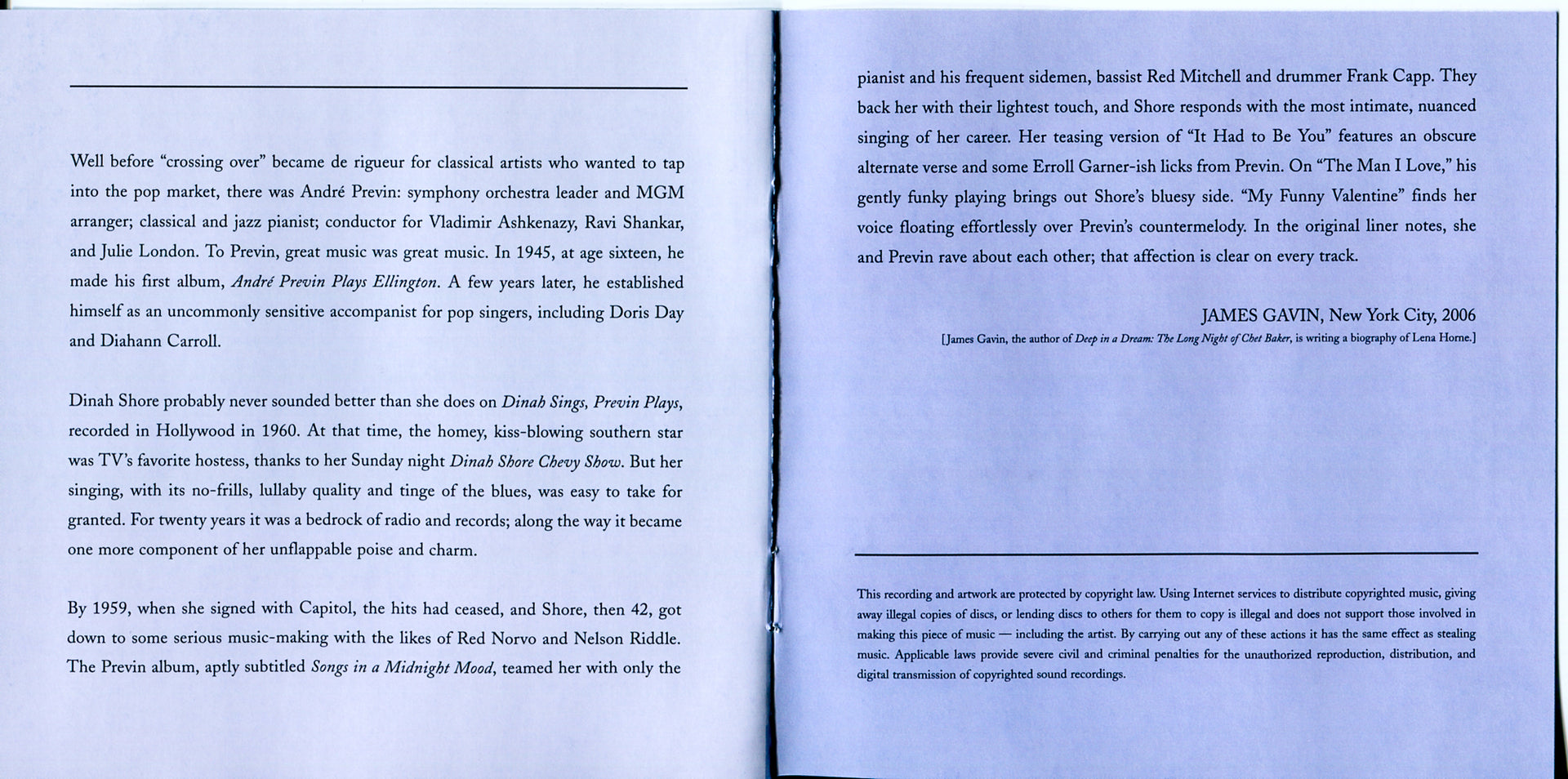 Gatefold 2: Dinah Shore – Dinah Sings Previn Plays CD | Relix