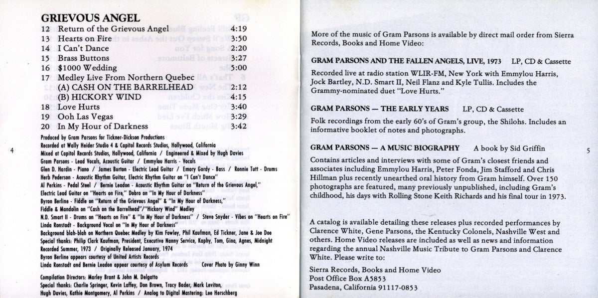 Gatefold 2: Gram Parsons – Grievous Angel CD | Relix