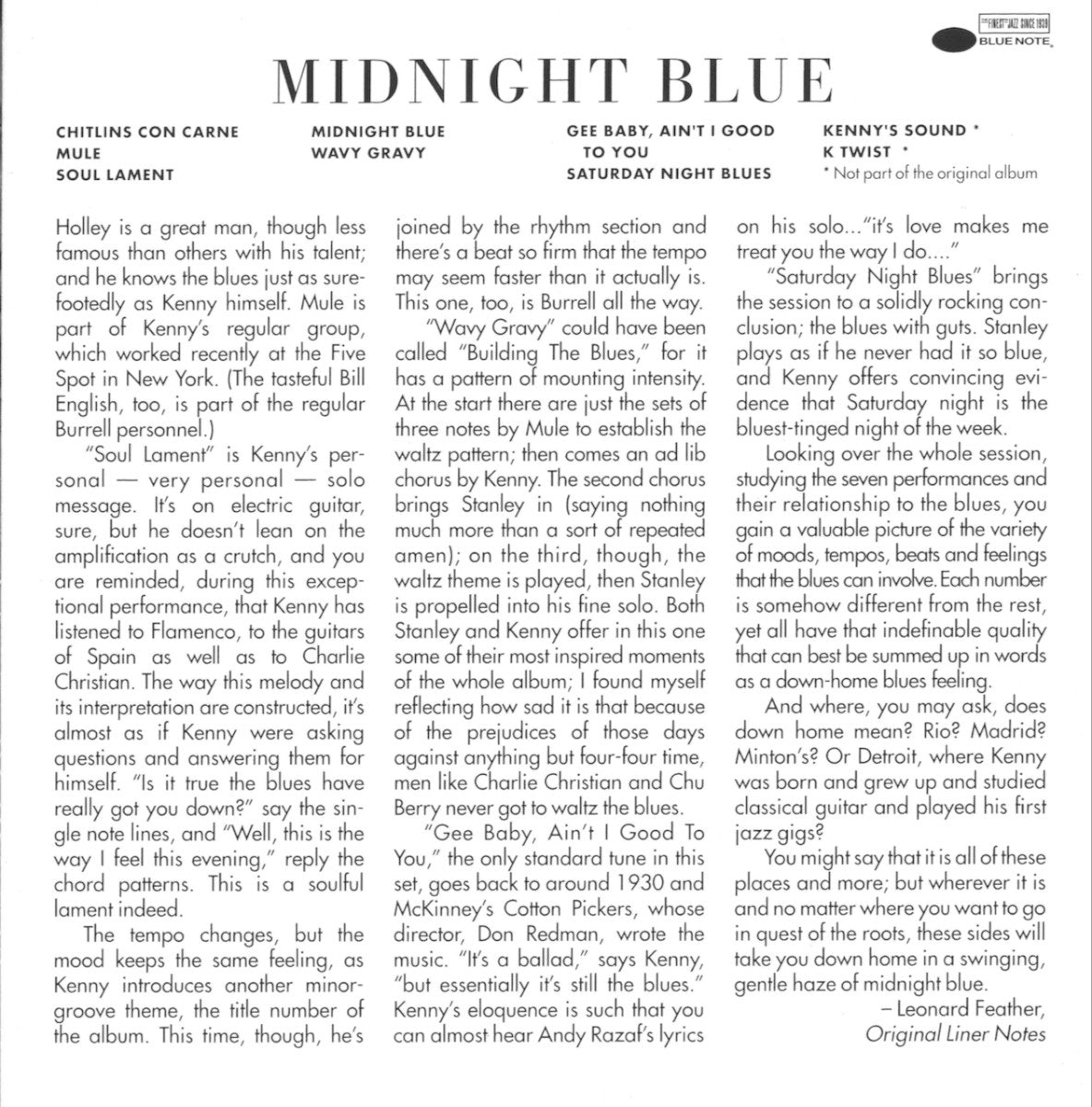 Gatefold 2: Kenny Burrell – Midnight Blue (remastered CD) CD | Relix