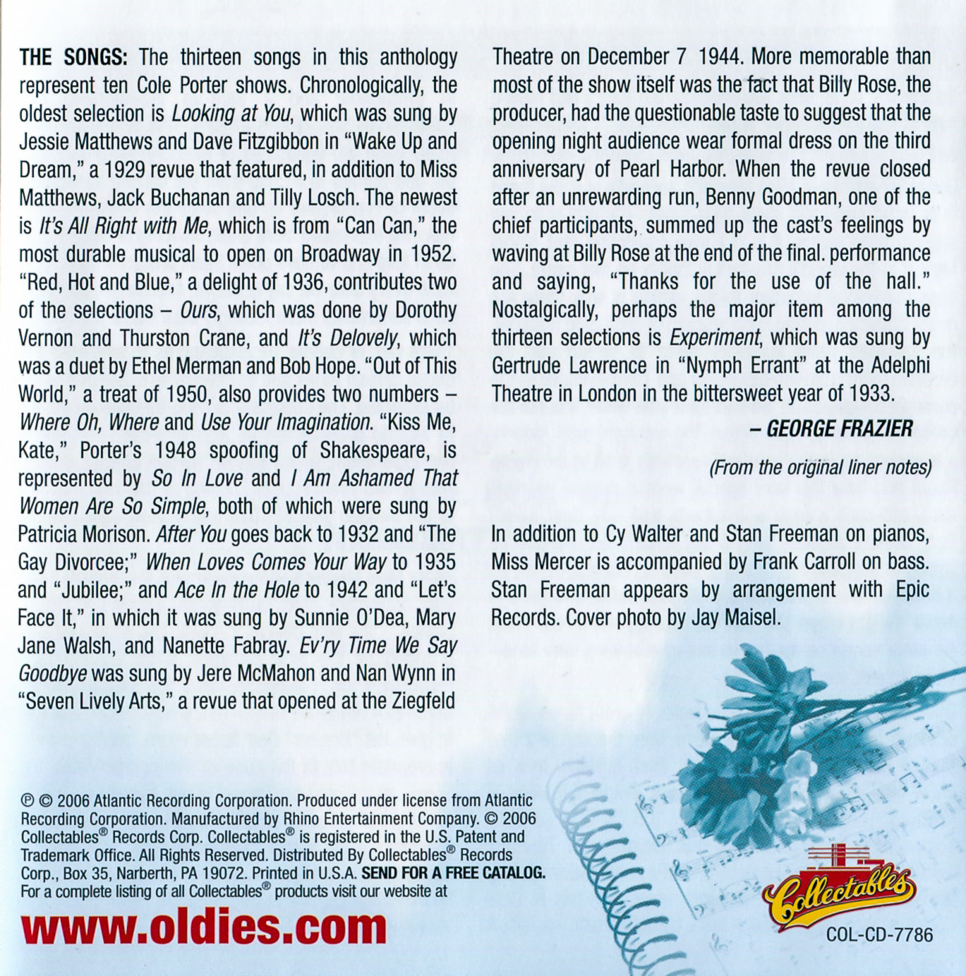 Gatefold 2: Mabel Mercer – Sings Cole Porter CD | Relix