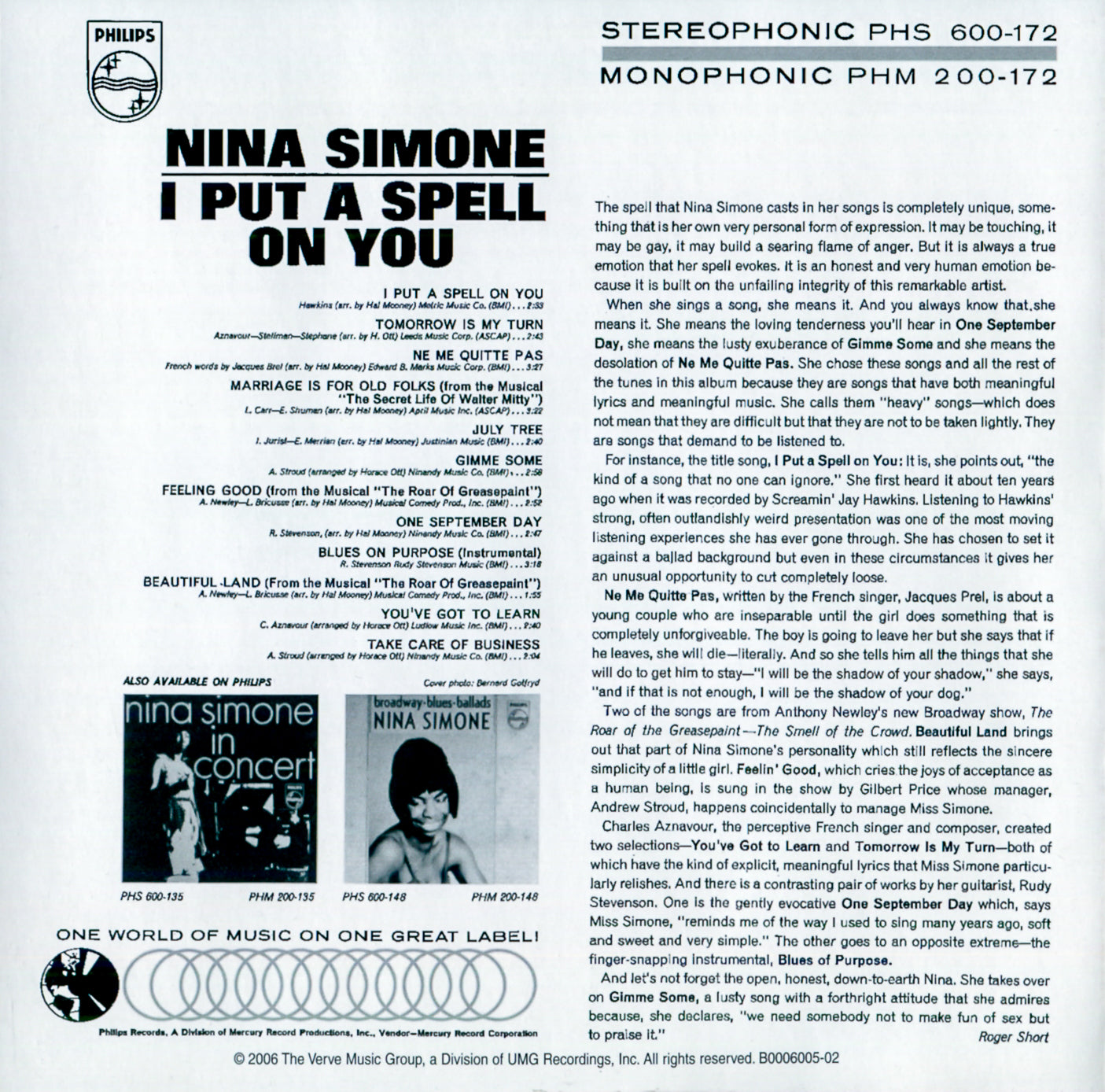 Gatefold 2: Nina Simone – I Put a Spell on You CD | Relix