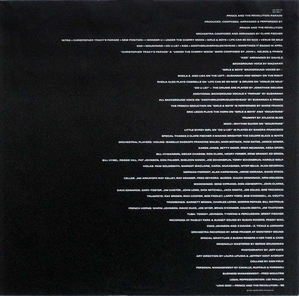 Gatefold 2: Prince – Parade (Music from the Motion Picture Under The Cherry Moon LP Vinyl) Vinyl LP | Relix
