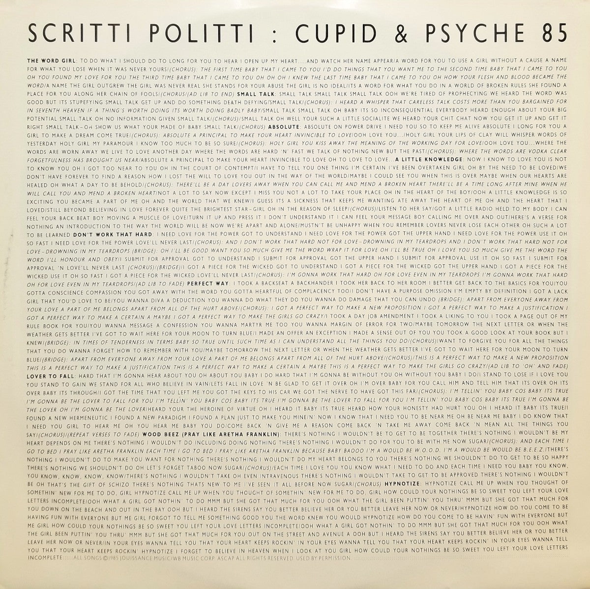 Gatefold 2: Scritti Politti – Cupid & Psyche 85 Vinyl LP | Relix