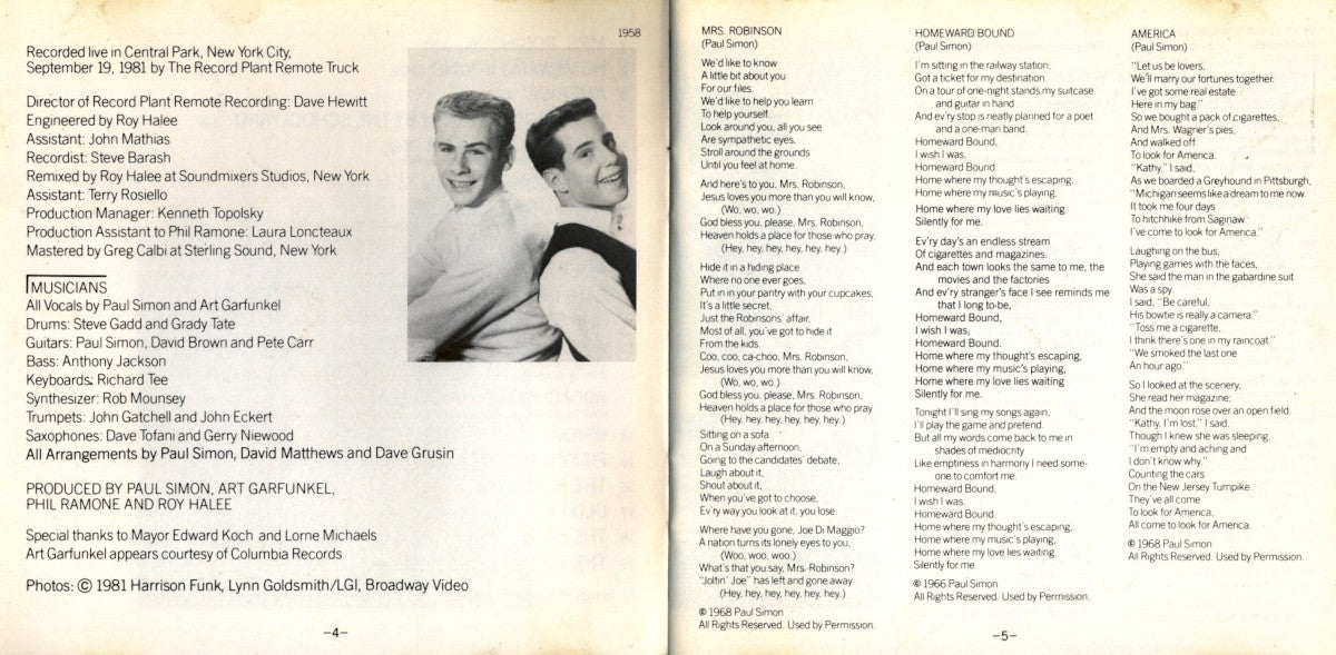 Gatefold 2: Simon & Garfunkel – The Concert In Central Park Vinyl LP | Relix