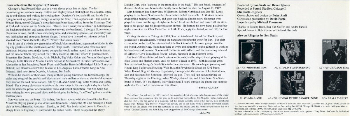Gatefold 2: The Son Seals Blues Band – Son Seals Blues Band CD | Relix