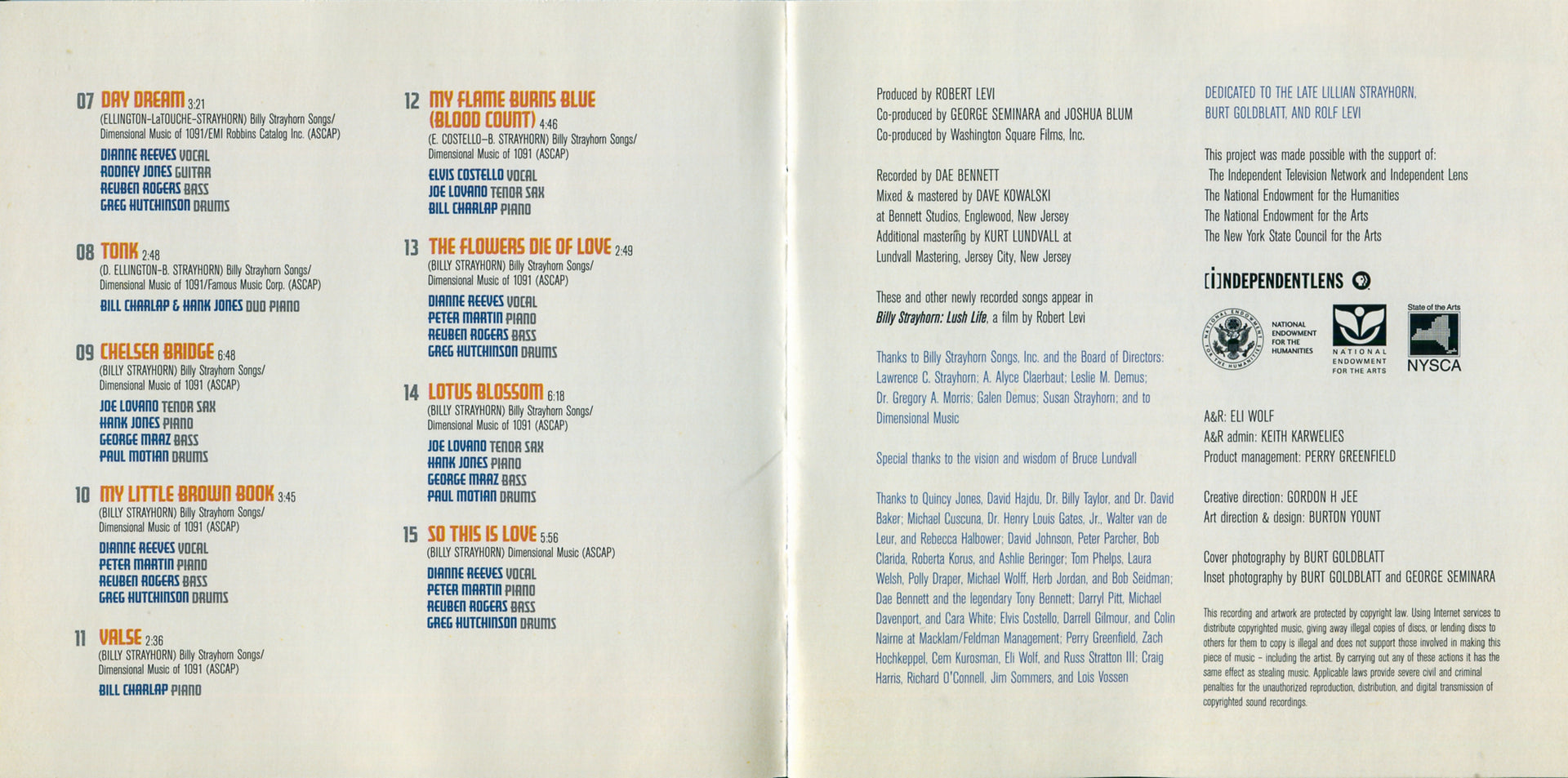 Gatefold 2: Various Artists – Billy Strayhorn: Lush Life (Original Soundtrack CD) CD | Relix